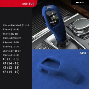 イタリア製 スーパースエード カー ギア シフト ノブカバー BMW F20 F21 F22 F23 F30 F32 F33 F34 F35 F36 F25 F26 F06 F12 F13 F15 F16 - lhd　front　blue　a