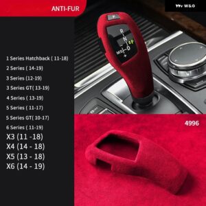 イタリア製 スーパースエード カー ギア シフト ノブカバー BMW F20 F21 F22 F23 F30 F32 F33 F34 F35 F36 F25 F26 F06 F12 F13 F15 F16 - lhd　front　red　a