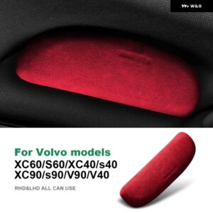 ボルボ XC40 XC60 XC90 S40 S60 S90 V40 V90 アルカンターラ サングラスケース サングラス 収納 ホルダー トリム カーアクセサリー - red　volvo