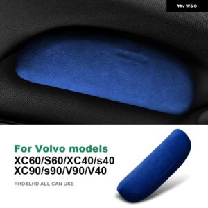 ボルボ XC40 XC60 XC90 S40 S60 S90 V40 V90 アルカンターラ サングラスケース サングラス 収納 ホルダー トリム カーアクセサリー - blue　volvo