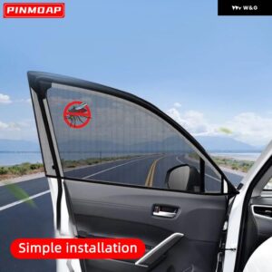 車用サンシェード カーテン 夏用 蚊よけカーテン 汎用 サイドウィンドウメッシュネット 通気性サンシェード オートフロントドア - 4pcs