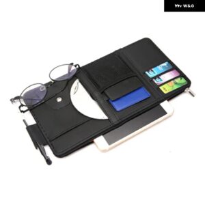 車用 バイザー カード 収納 サンバイザー オーガナイザー ツールポーチ プジョー RCZ 206 207 208 301 307 308 406 407 408 508 2008 3008-6008 - black