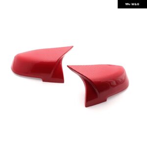 2個 バックミラー カバー キャップ カーボンブラック BMW シリーズ 1 2 3 4 X M 220I 328I 420I F20 F21 F22 F23 F30 F32 F33 F36 X1 - Red Carbon Pattern