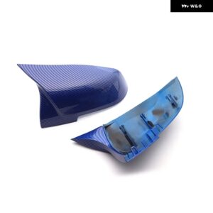 2個 自動車用 リアビュー サイドミラー カバー トリム BMW F20 F21 F22 F23 F30 F31 F32 F36 X1 E84 F87 M2 カーボン スタイル - Blue Carbon Pattern