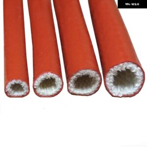 2メートル耐熱ファイバーグラス チューブ シリコン樹脂コーティングガラス繊維編組耐火スリーブ 難燃性ケーシング パイプ - 8mm 2meter red