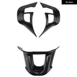 3個セット 車用 ステアリングホイール 装飾 カバー トリム ステッカー プジョー 2008 208 308 2014-2018 マットシルバー - Carbon fiber pattern