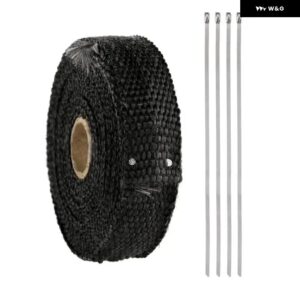 2.5M X 5M オートバイ マフラー断熱ベルト耐熱ストラップ - black