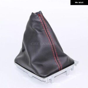 VW ゴルフ 7 A7 MK7 GTI GTD 2013 - 17 カー スタイリング ギアスティック シフト ノブ ブラックレザー ブーツ レッドスレッド付き - gear　boot