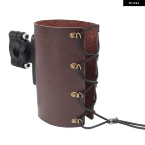 バイク オートバイ カップ ホルダー PUレザー 22-28MM ハンドルバー ドリンク ホルダー コーヒー 水筒 マウント スタンド カー スタイリング 自転車 汎用 - brown