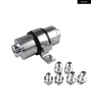 高フローアルミ 58MM 燃料 フィルター 30ミクロンエレメント フィッティング付き AN6 AN8 AN10 アダプター + ブラケット RS-FP003 - Silver