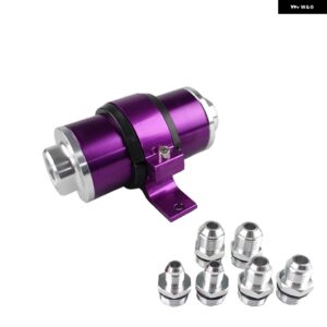 高フローアルミ 58MM 燃料 フィルター 30ミクロンエレメント フィッティング付き AN6 AN8 AN10 アダプター + ブラケット RS-FP003 - Purple