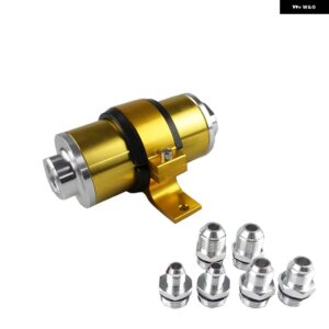 高フローアルミ 58MM 燃料 フィルター 30ミクロンエレメント フィッティング付き AN6 AN8 AN10 アダプター + ブラケット RS-FP003 - Gold