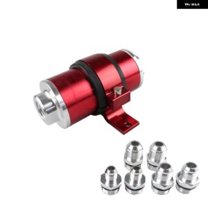 高フローアルミ 58MM 燃料 フィルター 30ミクロンエレメント フィッティング付き AN6 AN8 AN10 アダプター + ブラケット RS-FP003 - Red