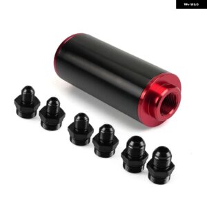 44MM 60ミクロン/ 50MM 100ミクロン レーシングインライン燃料 フィルター マウント 付き AN10 AN8 AN6 フィッティング アダプター 付き RS-FRG014 - 50MM Black red