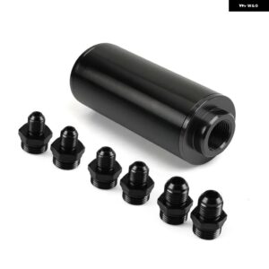 44MM 60ミクロン/ 50MM 100ミクロン レーシングインライン燃料 フィルター アルミ マウント 付き AN10 AN8 AN6 フィッティング アダプター 付き - 50MM Full black