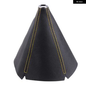 汎用 16MM PUレザー シフター カラー 車用 シフト ノブ シフター ブーツ カバー ギア マニュアル ゲーター ブーツ RS-SFN071 - yellow line