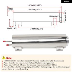 ステンレス 製 ラジエーター オーバーフロー タンクボトルキャッチ缶 2インチX 13インチ/15インチ 3インチX 9インチ/10インチ/16インチ 車 カスタム - 3 x 16 inch