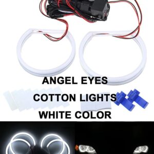 1セット ホワイト+イエロー コットンライトエンジェルアイ ハローリングキット BMW E36 E38 E39 E46 セダン クーペ ツーリング カブリオ プロジェクター - Cotton　White