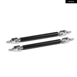 ステンレス 製 バンパー リップ調整フロントストラットスプリッターロッドタイ サポート バー 100MM 150MM 200MM - 100MM BLACK
