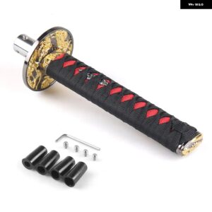 汎用 150MM/200MM/260MM カタナ サムライソード シフト ノブ シフター アダプター 付き ギア シフト ノブ - 200MM black with red
