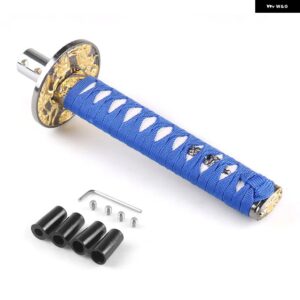 汎用 150MM/200MM/260MM カタナ サムライソード シフト ノブ シフター アダプター 付き ギア シフト ノブ - 200MM blue and white