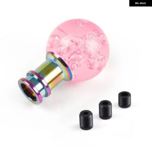 車用 マニュアル シフト ノブ アクリル製 ギア シフター ヘッド シフト ノブスティック クリスタルクリアバブルピン ク ブルー クリア ギア シフト ノブ - Pink