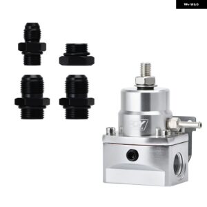 調整式燃料圧力レギュレータ オイルゲージなし AN8フィードフィッティング AN6リターンラインフィッティング AN8エンドキャップ付き - silver no oil gauge