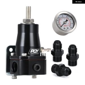 汎用 燃料圧力レギュレーターキット + ゲージ AN6 フィッティング 30-70 PSI VR7845 - black