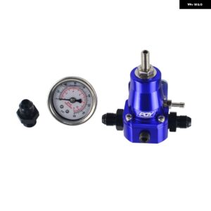汎用 燃料圧力レギュレーターキット + ゲージ AN6 フィッティング 30-70 PSI VR7845 - Blue
