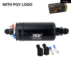 VRRACING-PQY 380LPH インラインアウター燃料 ポンプ 10AN インレット+チェック バルブ 8AN アウトレット フィッティング E85 互換 044 スタイル 燃料 - WITH PQY LOGO