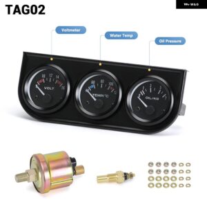 52MM トリプルキット 油温計 + 水温計 + 油圧 計 センサー付き 3IN1 カーメーター PQY-TAG01/02/03 - TAG02