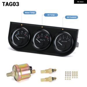 52MM トリプルキット 油温計 + 水温計 + 油圧 計 センサー付き 3IN1 カーメーター PQY-TAG01/02/03 - TAG03