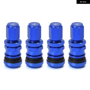 汎用 4 VOLK RACING アルミ バルブ ステムキャップ ホイール リム PQY-WR11 - BLUE WITH PQY LOGO