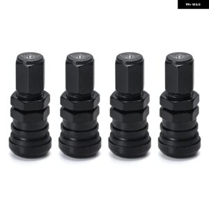 汎用 4 VOLK RACING アルミ バルブ ステムキャップ ホイール リム PQY-WR11 - BLACK WITH PQY LOGO