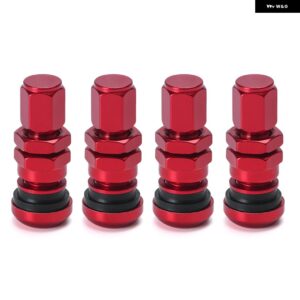 汎用 4 VOLK RACING アルミ バルブ ステムキャップ ホイール リム PQY-WR11 - Red Without Logo