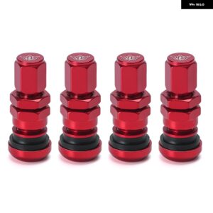 汎用 4 VOLK RACING アルミ バルブ ステムキャップ ホイール リム PQY-WR11 - RED WITH PQY LOGO