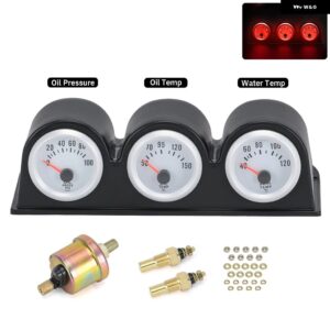 52MM 3IN1 油圧 計 油温計 水温計 電圧計 タコメーター 汎用 トリプルゲージ 車 トラック - TAG12-RL