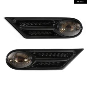 LEDサイドフェンダー マーカーライト ハウジング カバー LED バルブ BMW MINI COOPER R56 R57 R58 R59 2007-2013 63137260202 63137260201 - Gloss Black Set