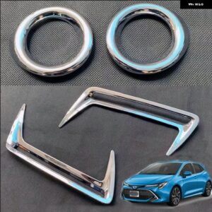 トヨタ カローラ スポーツ ハッチバック ハッチ 2019 クローム フロント リア リフレクター フォグランプ ランプ カバー ステッカー デコレーション トリム - Front Rear 4PCS