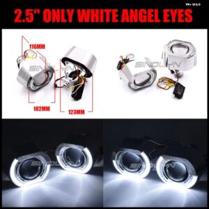 SINOLYN 2.5/3.0インチ エンジェルアイズ バイ キセノン プロジェクターレンズ ヘッドライト H7 H4 LED ウィンカーライト 車用ライト カーアクセサリー - 2.5　Only　White