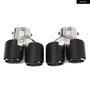 車用クワッドエキゾーストチップ BMW G22 G23 G26 M440I 2021 2022+ デュアルMエキゾースト パイプ マフラーチップ 排気 システム ノズル テール パイプ - Carbon　Fiber　H