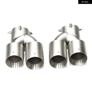 車用クワッドエキゾーストチップ BMW G22 G23 G26 M440I 2021 2022+ デュアルMエキゾースト パイプ マフラーチップ 排気 システム ノズル テール パイプ - Matte　SS