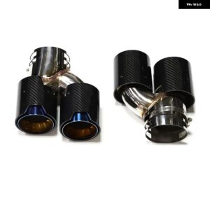 車用クワッドエキゾーストチップ BMW G22 G23 G26 M440I 2021 2022+ デュアルMエキゾースト パイプ マフラーチップ 排気 システム ノズル テール パイプ - Carbon　Fiber　N