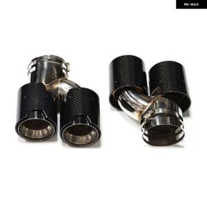 車用クワッドエキゾーストチップ BMW G22 G23 G26 M440I 2021 2022+ デュアルMエキゾースト パイプ マフラーチップ 排気 システム ノズル テール パイプ - Carbon　Fiber　O