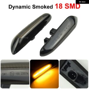 2個 シーケンシャル点滅 LED ウィンカー サイド マーカーライト BMW E46 E90 E87 X3 E83 X1 E84 X5 E53 E91 E92 E60 E61 E81 E82 E88 - 18 LED Smoked