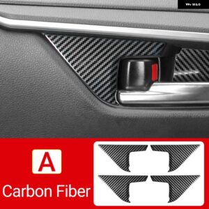 トヨタ RAV4 XA50 2019 - 24 RAV 4 ハイブリッド車用インナー ドアハンドル ボウルカバー トリム ステッカー アクセサリー - A Carbon 4pcs