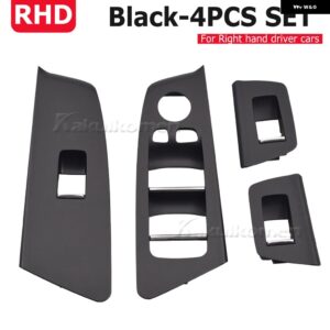RHD インテリア カー フロント リア ドア ウィンドウ リフト スイッチ パネル カバー トリム BMW 5シリーズ M5 G30 G31 F90 525 528 2017 - 20 - black 4pcs