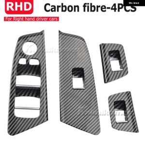 RHD インテリア カー フロント リア ドア ウィンドウ リフト スイッチ パネル カバー トリム BMW 5シリーズ M5 G30 G31 F90 525 528 2017 - 20 - Carbon fiber-4Pcs
