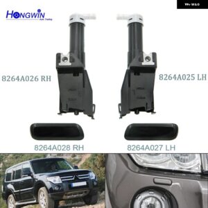 ヘッドライト ウォッシャースプレーノズル カバー キャップ付き 三菱 パジェロ ショーグン V96 V97 2006-2019 アクチュエーター /リッドシェル 8264A027 - SET 4PCS Black