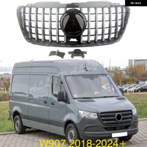 フロントレーシングフェイスリフト グリル アッパー バンパー GTR グリル パナアメリカ スタイル メルセデス ベンツ スプリンター カーゴバン W907 - Chrome